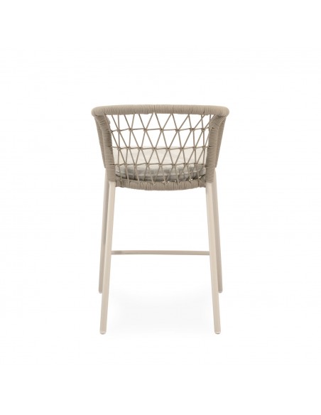 Banco empilhável para exterior SOLENE 65 em corda e aço. Estilo Boho Chic e Conforto para Terraço ou Jardim