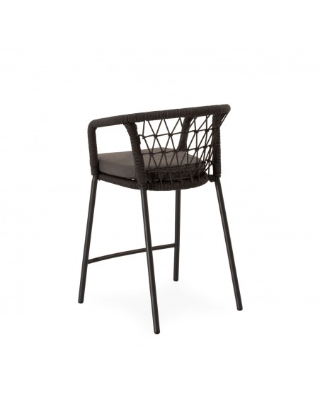 Banco empilhável para exterior SOLENE 65 em corda e aço. Estilo Boho Chic e Conforto para Terraço ou Jardim