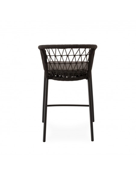 Banco empilhável para exterior SOLENE 65 em corda e aço. Estilo Boho Chic e Conforto para Terraço ou Jardim