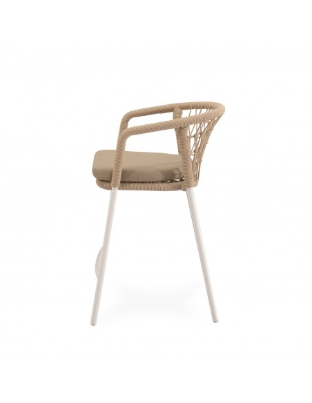 Banco empilhável para exterior SOLENE 65 em corda e aço. Estilo Boho Chic e Conforto para Terraço ou Jardim