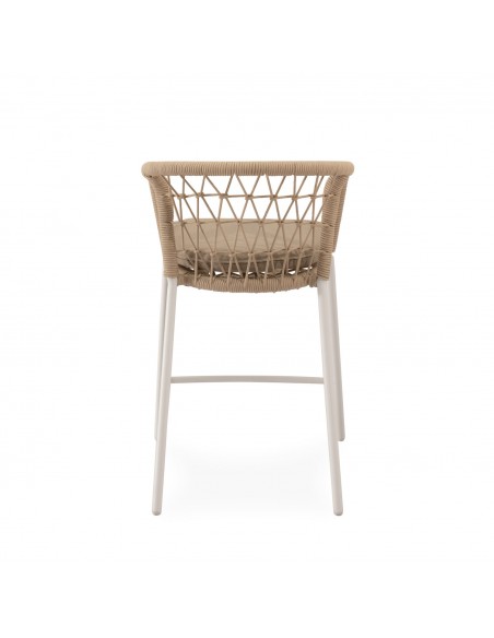 Taburete apilable de Exterior SOLENE 65 en Cuerda y Acero.Estilo Boho Chic y Confort para Terraza o Jardín