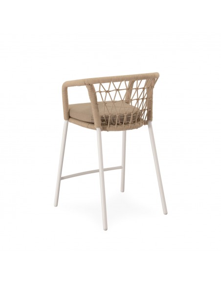 Taburete apilable de Exterior SOLENE 65 en Cuerda y Acero.Estilo Boho Chic y Confort para Terraza o Jardín