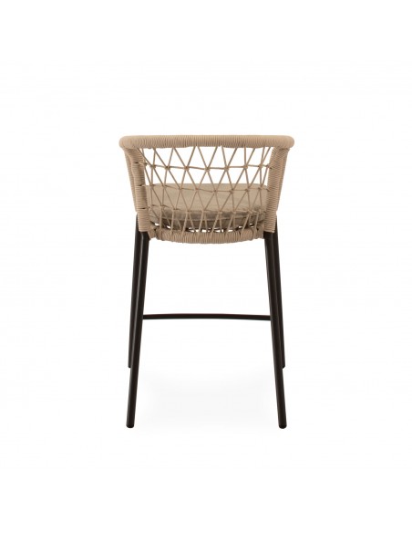 Banco empilhável para exterior SOLENE 65 em corda e aço. Estilo Boho Chic e Conforto para Terraço ou Jardim