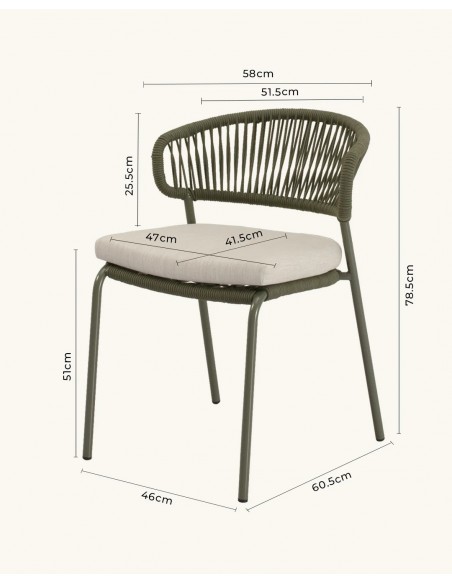 Silla apilable de Exterior PALMIRA en Cuerda y Acero