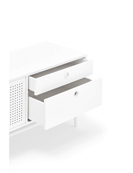 TEULAT MUEBLE TV PUNTO 180x40, DM lacado y metal blanco TEULAT MUEBLE TV PUNTO 180x40, DM lacado y metal blanco