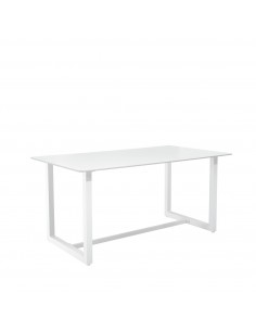 Mesa de exterior AUDREY 160 x 90 em porcelânico e aço branco