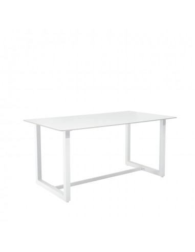 Mesa de Exterior AUDREY 160 x 90 en Porcelánico y Acero Blanco