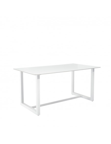 Mesa de Exterior AUDREY 160 x 90 en Porcelánico y Acero Blanco