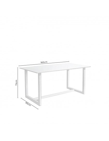Mesa de exterior AUDREY 160 x 90 em porcelânico e aço branco