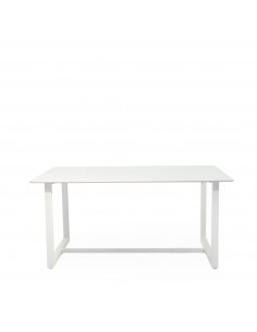 Mesa de exterior AUDREY 160 x 90 em porcelânico e aço branco 2
