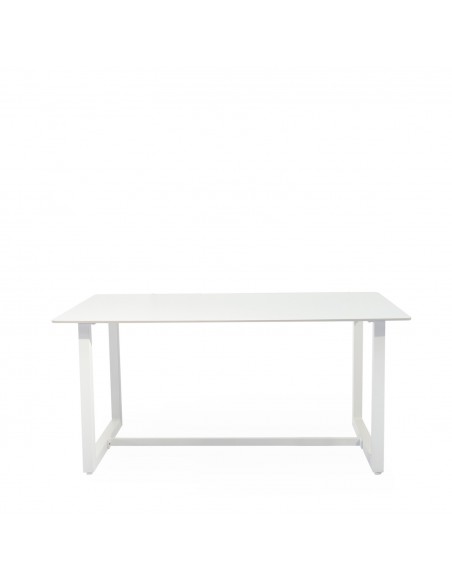 Mesa de exterior AUDREY 160 x 90 em porcelânico e aço branco