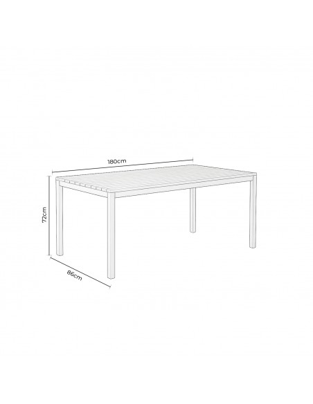 Mesa de Exterior CINTHIA 180 x 86 en Polimadera y Aluminio Negro