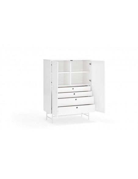 TEULAT APARADOR ALTO PUNTO, DM lacado blanco, metal