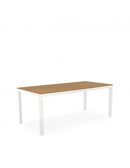Mesa de exterior CINTHIA 180 x 86 em Polywood e alumínio branco