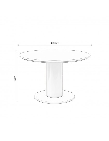 Mesa de Exterior Redonda ETHEL 120, en Polimadera y Acero Negro