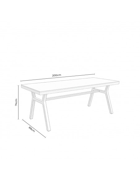 Mesa de Exterior GEORGIA 200 cm en Polimadera y Aluminio Blanco