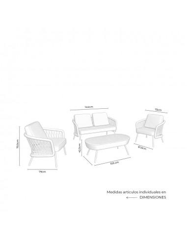 Conjunto de jardín ODESA acero galvanizado...