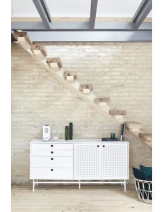 TEULAT APARADOR PUNTO 150x47, DM lacado y metal blanco 2