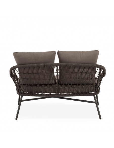 Conjunto de jardín SALONICA gris con sofá, sillones y mesa de cuerda y acero galvanizado