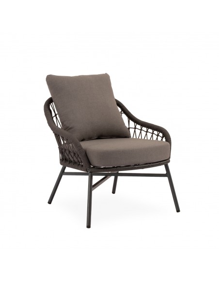 Conjunto de jardín SALONICA gris con sofá, sillones y mesa de cuerda y acero galvanizado