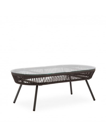 Conjunto de jardín SALONICA gris con sofá, sillones y mesa de cuerda y acero galvanizado