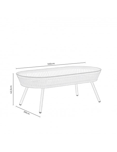 Conjunto de jardín SALONICA gris con sofá, sillones y mesa de cuerda y acero galvanizado
