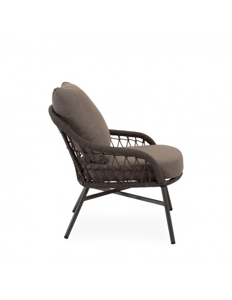 Conjunto de jardín SALONICA gris con sofá, sillones y mesa de cuerda y acero galvanizado