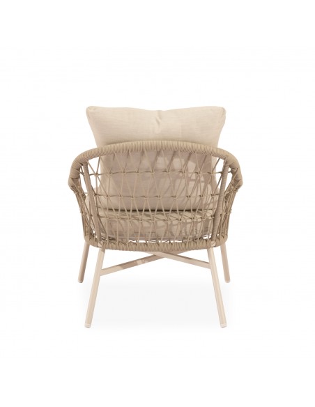 Conjunto de jardín SALONICA beige con sofá, sillones y mesa de cuerda y acero galvanizado