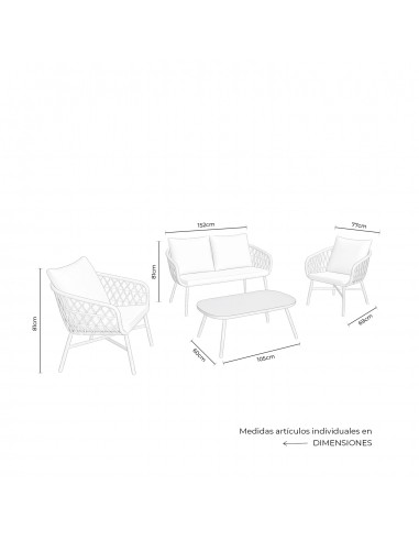 Set de jardín PERUGIA acero galvanizado negro y...