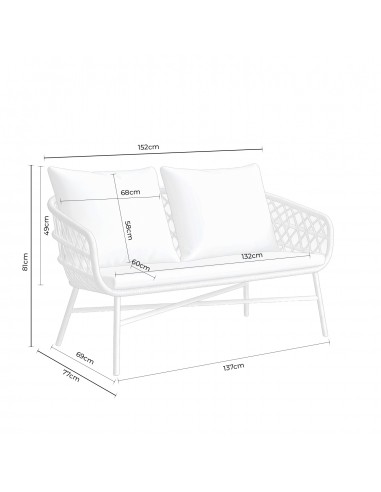 Set de jardín PERUGIA acero galvanizado blanco...