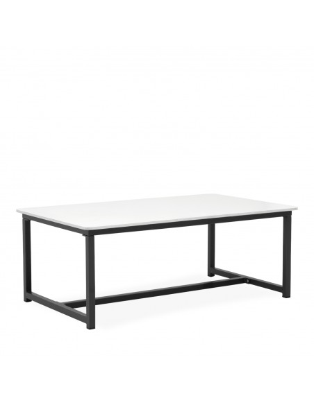 Conjunto de jardim MUSCAT em alumínio preto com sofá, cadeirões e mesa com revestimento em porcelânico branco