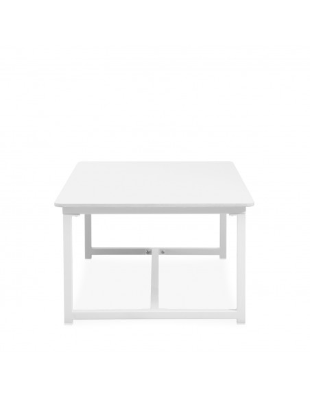 Set de jardín MUSCAT aluminio blanco con sofá, sillones y mesa con porcelánico blanco