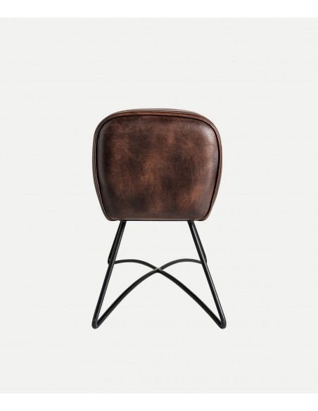 Banqueta em pele castanha com design industrial GLADYS