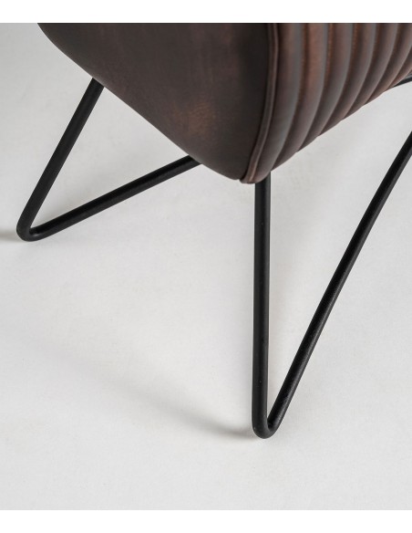 Banqueta em pele castanha com design industrial GLADYS