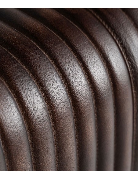 Banqueta em pele castanha com design industrial GLADYS