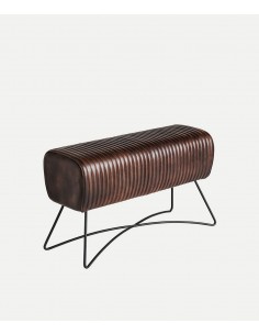 Banqueta em pele castanha com design industrial GLADYS