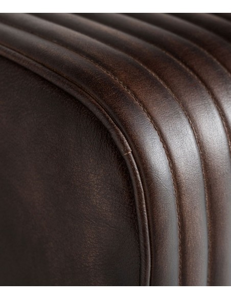 Banqueta em pele castanha com design industrial GLADYS