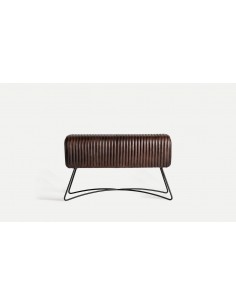 Banqueta em pele castanha com design industrial GLADYS 2