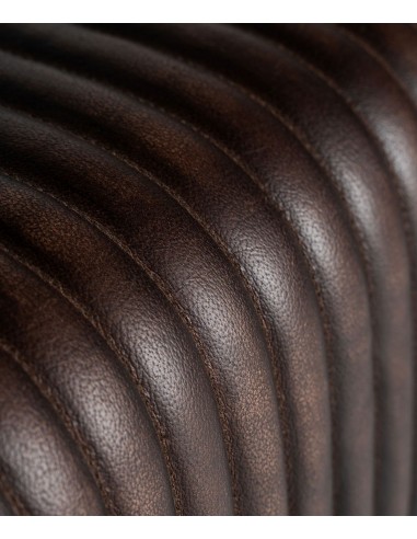 Banqueta baixa GLADYS em pele castanha, design...