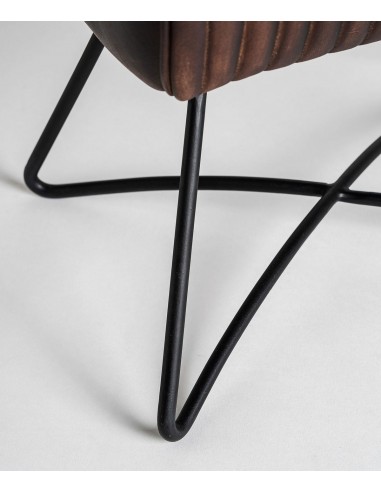 Banqueta baixa GLADYS em pele castanha, design...