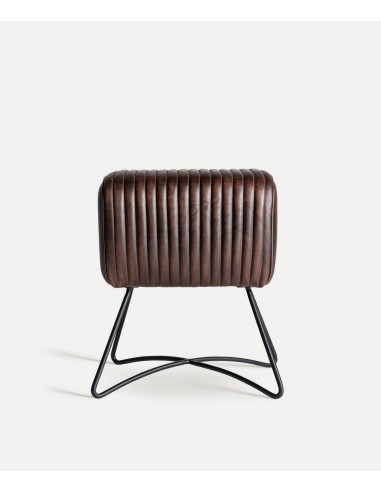 Banqueta baixa GLADYS em pele castanha, design...