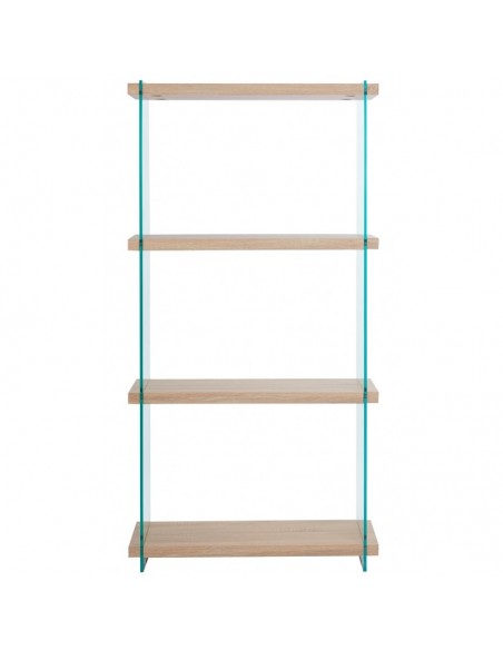 Estantería minimalista IRIS 84x30x165, madera y cristal templado.