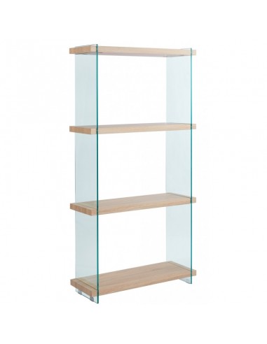 Estantería minimalista IRIS 84x30x165, madera y cristal templado.