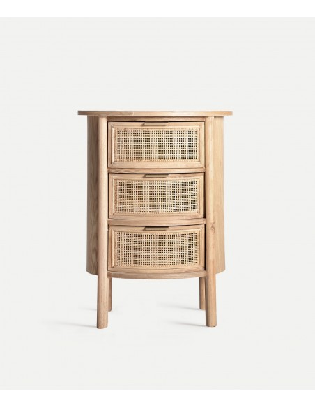 Mesita de noche IKLA 48x35x66 de madera y ratán