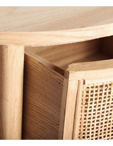 Mesita de noche IKLA 48x35x66 de madera y ratán
