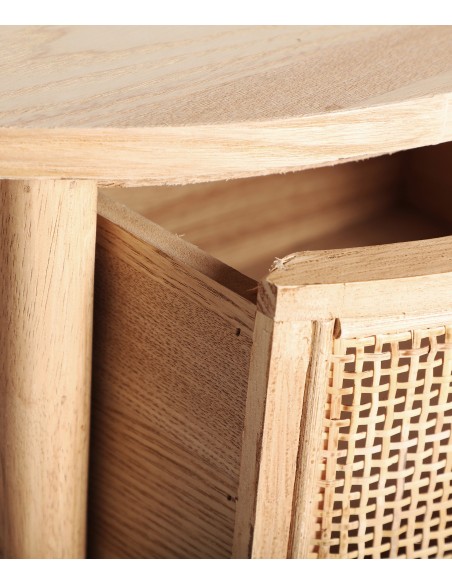 Mesa de cabeceira IKLA 48x35x66 em madeira e rattan