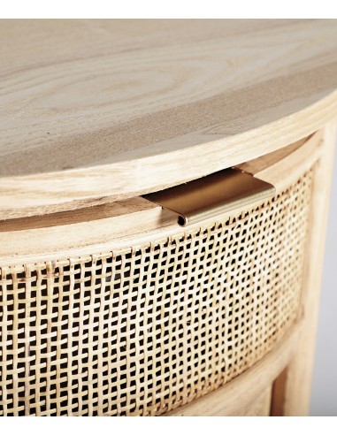 Mesita de noche IKLA 48x35x66 de madera y ratán