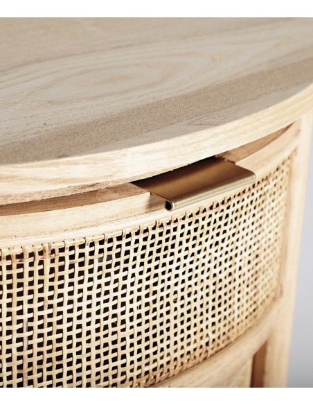 Mesa de cabeceira IKLA 48x35x66 em madeira e rattan