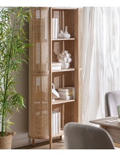 Estante IKLA 88x40x180 de madeira e rattan 2