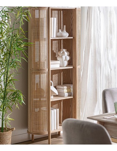 Estante IKLA 88x40x180 de madeira e rattan